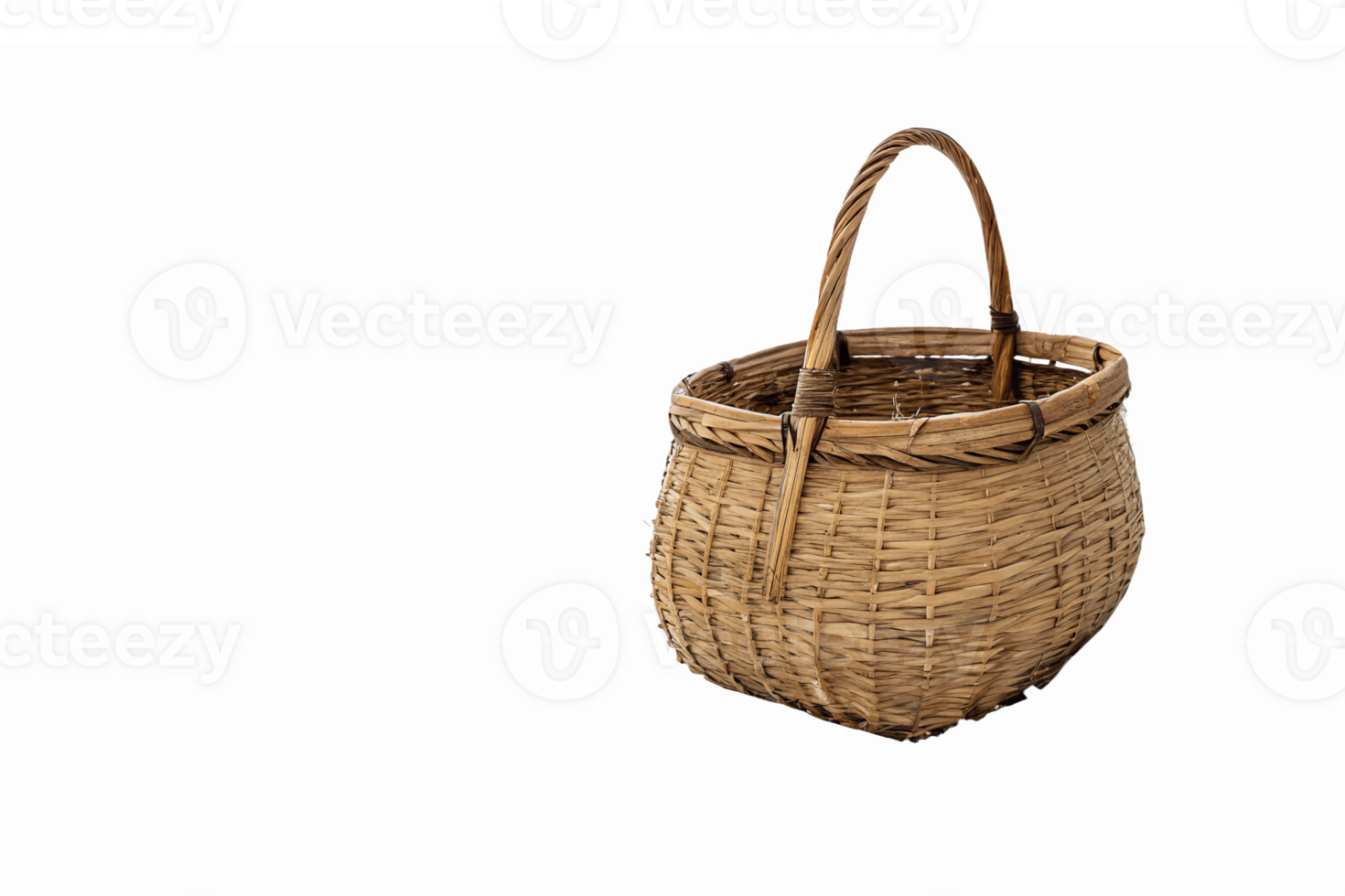 Handcrafted Wicker Basket with Two Handles for Storage and Home Decor png