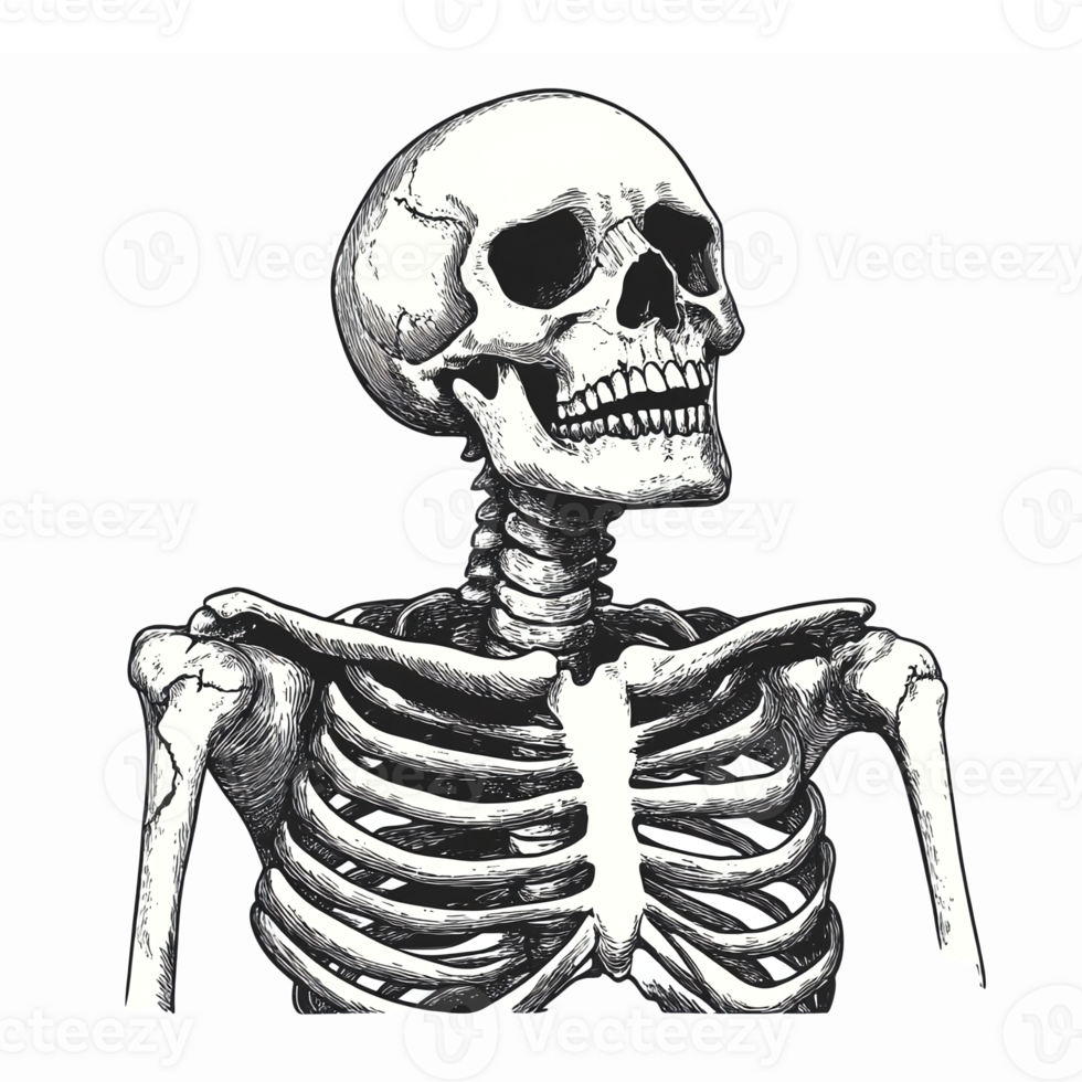 Detailed Skeleton Illustration for Anatomy Education and Halloween Decorations png