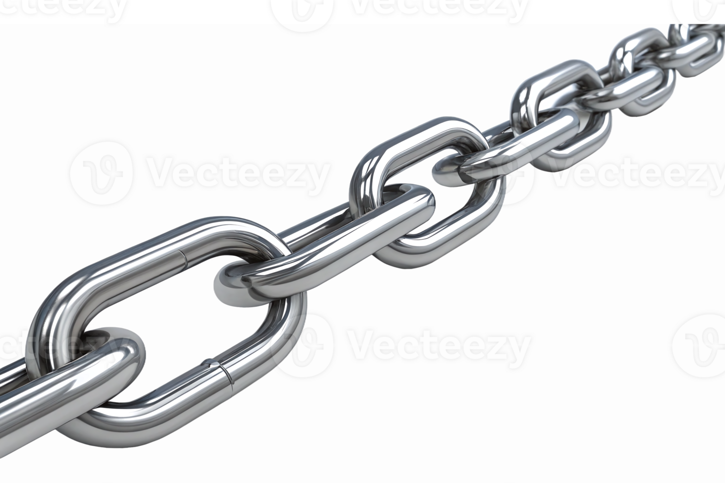 Realistic Metallic Chain Link Close-Up with Transparent Background for Industrial and Graphic Use png