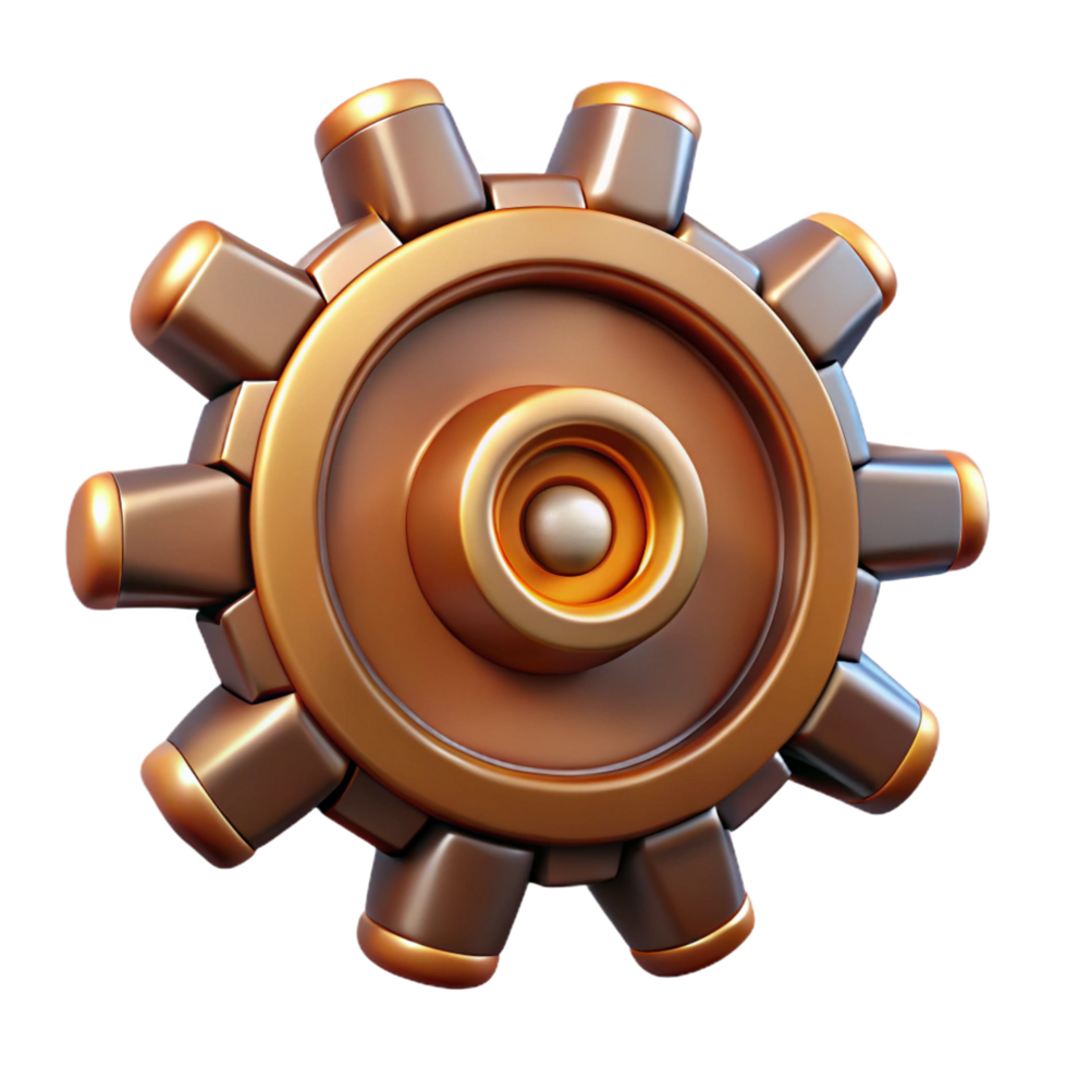 dramatic traditional Steampunk cogwheel with intricate teeth and a central hub 4K png