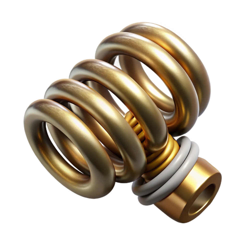 serene modern Steampunk spring with tightly coiled metal and ornate ends professional png