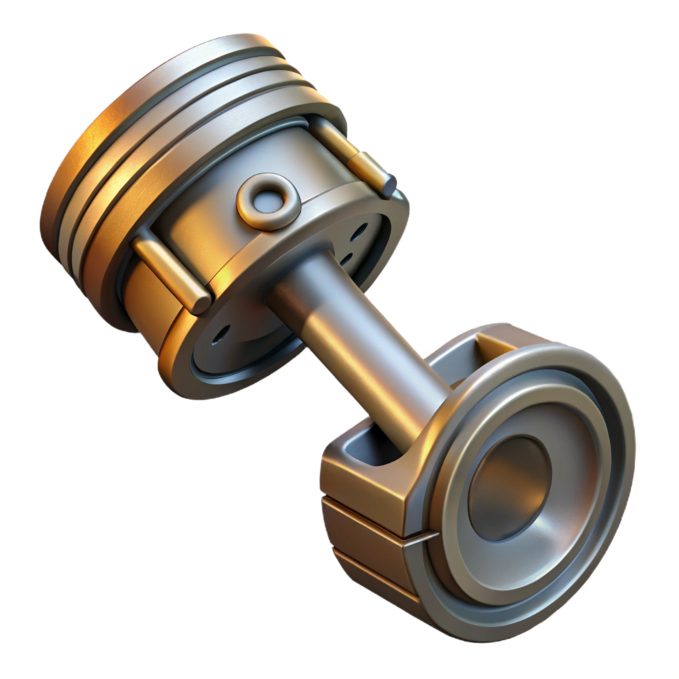 dramatic artistic Steampunk piston with a cylindrical shaft and a connecting rod authentic png
