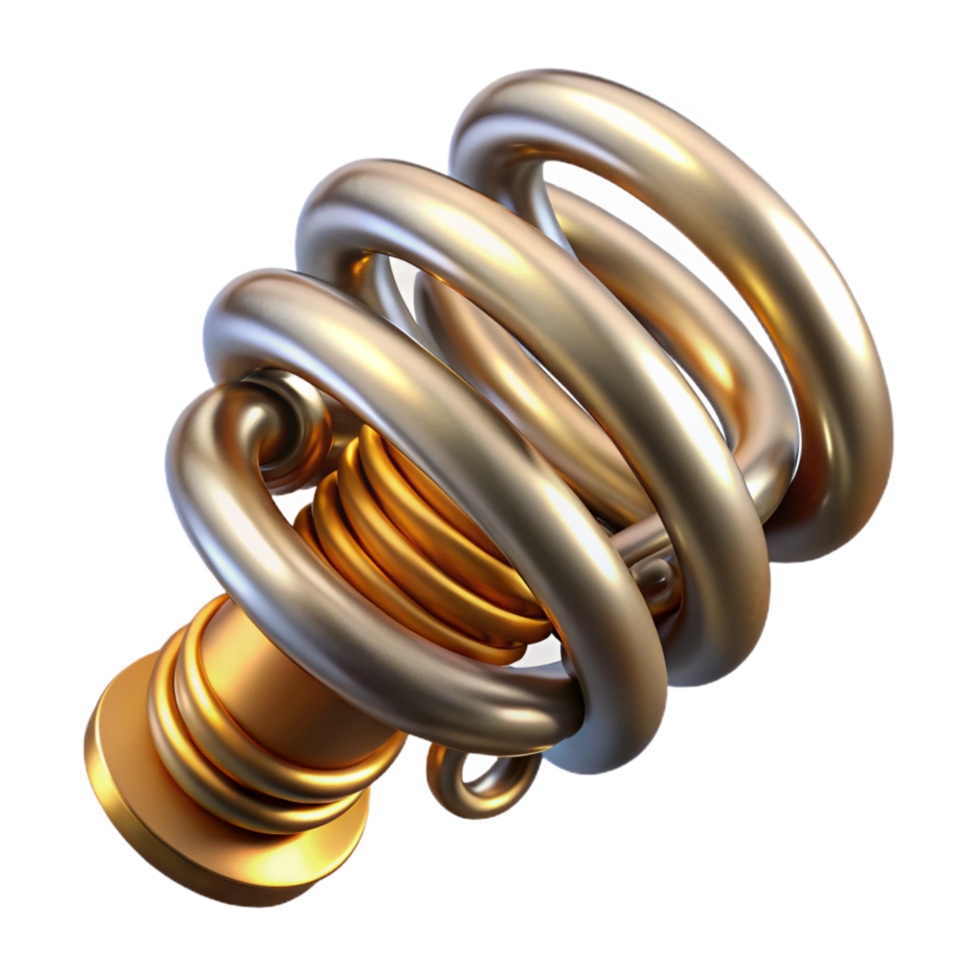 dramatic modern Steampunk spring with tightly coiled metal and ornate ends exclusive png