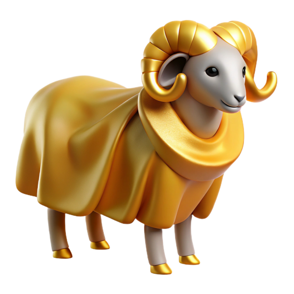 elegant artistic Golden fleece, shining ram's fleece, 4K png