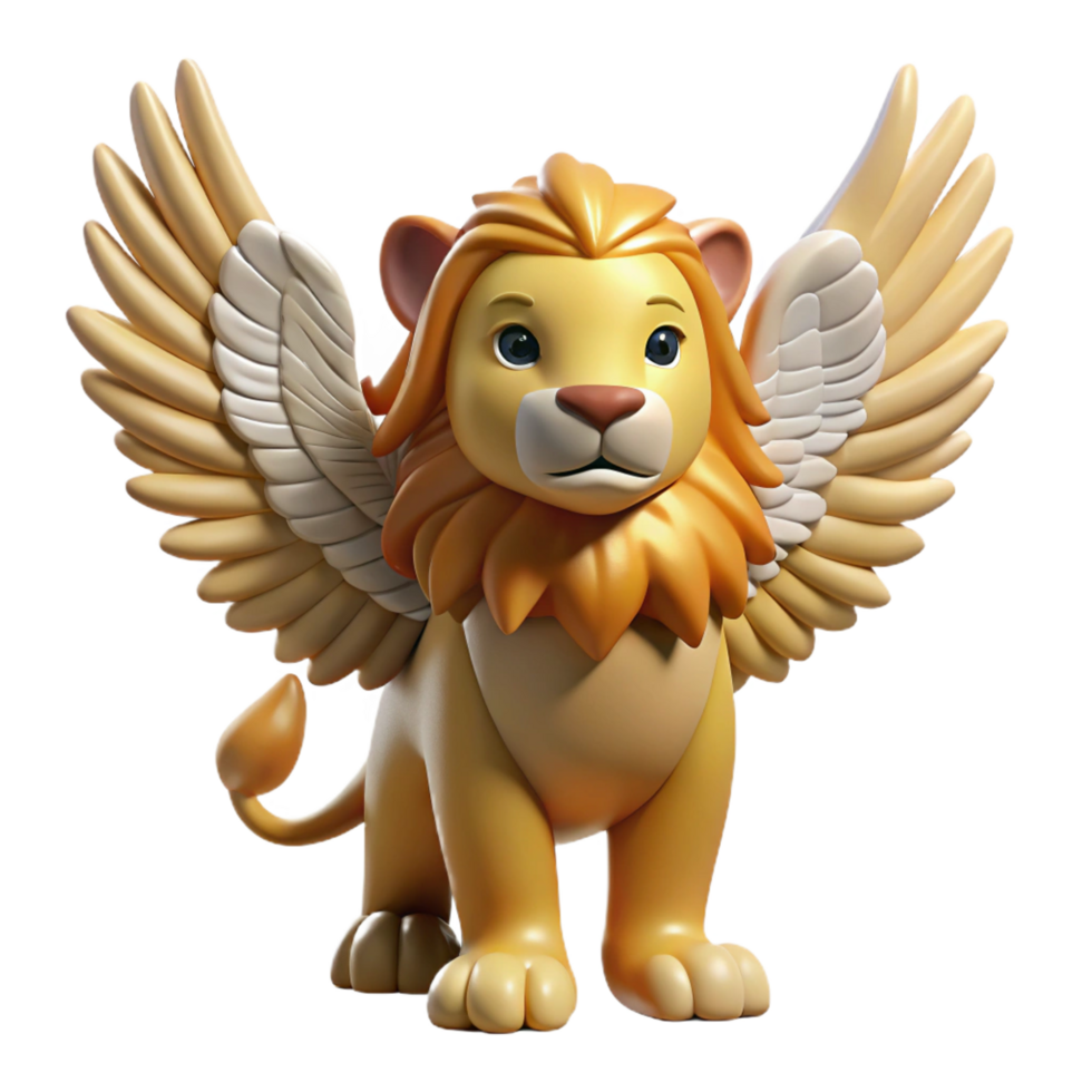 serene contemporary Sphinx, winged lion with human head, enigmatic expression, original png