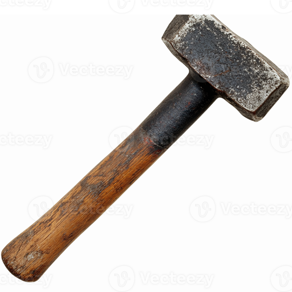 Heavy Steel Hammer with Wooden Handle for Construction and Metalworking Tasks png