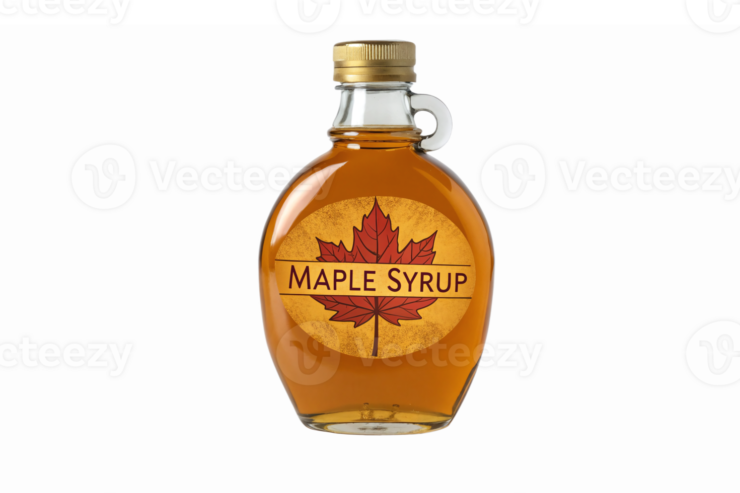 Maple Syrup Bottle with Leaf Label Natural Sweetener for Pancakes Desserts Cooking png