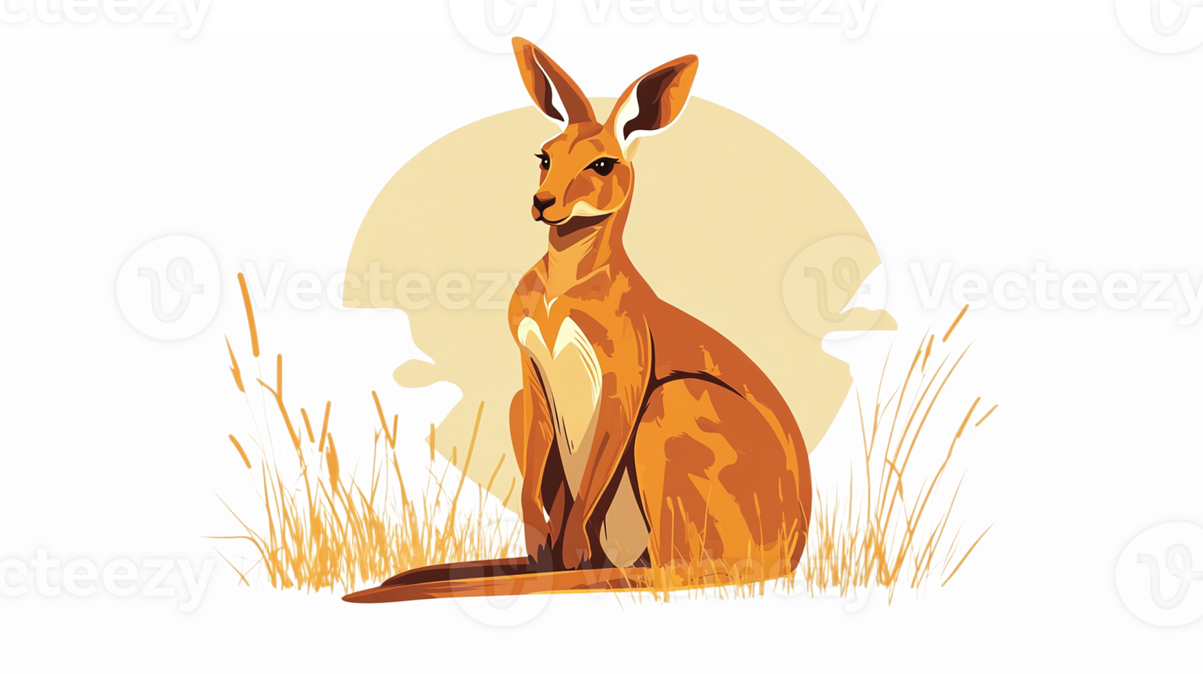Elegant Kangaroo Sitting in Grass Against a Warm Sunset Background for Nature Illustrations png
