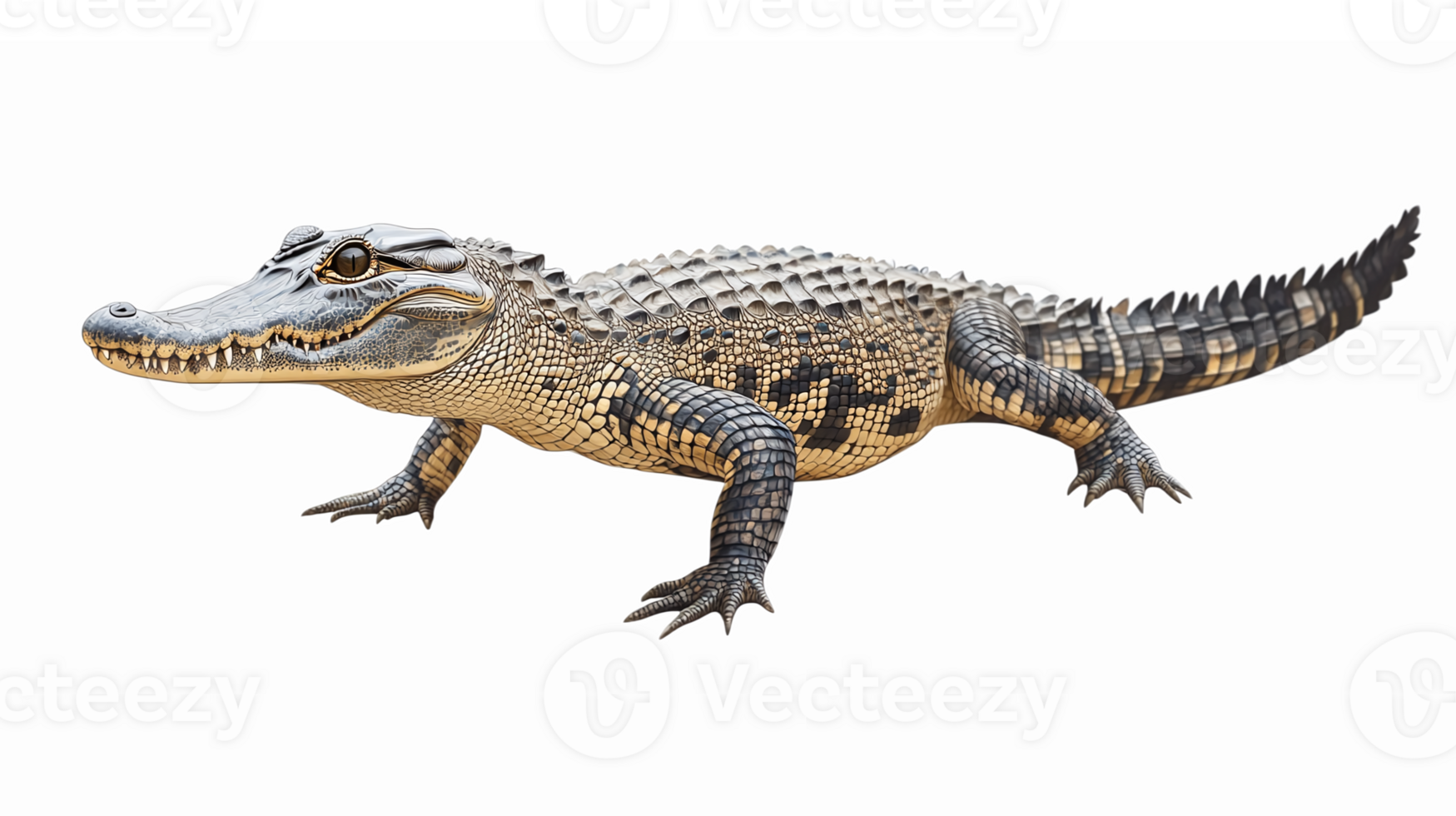 Realistic Freshwater Crocodile Illustration on Transparent Background for Educational Purposes png