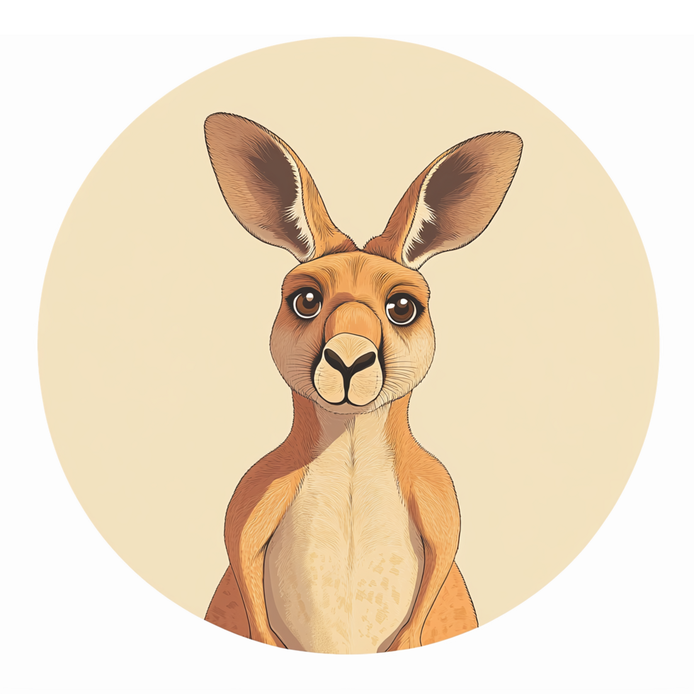 Realistic Illustration of a Kangaroo with Detailed Features on a Soft Background png