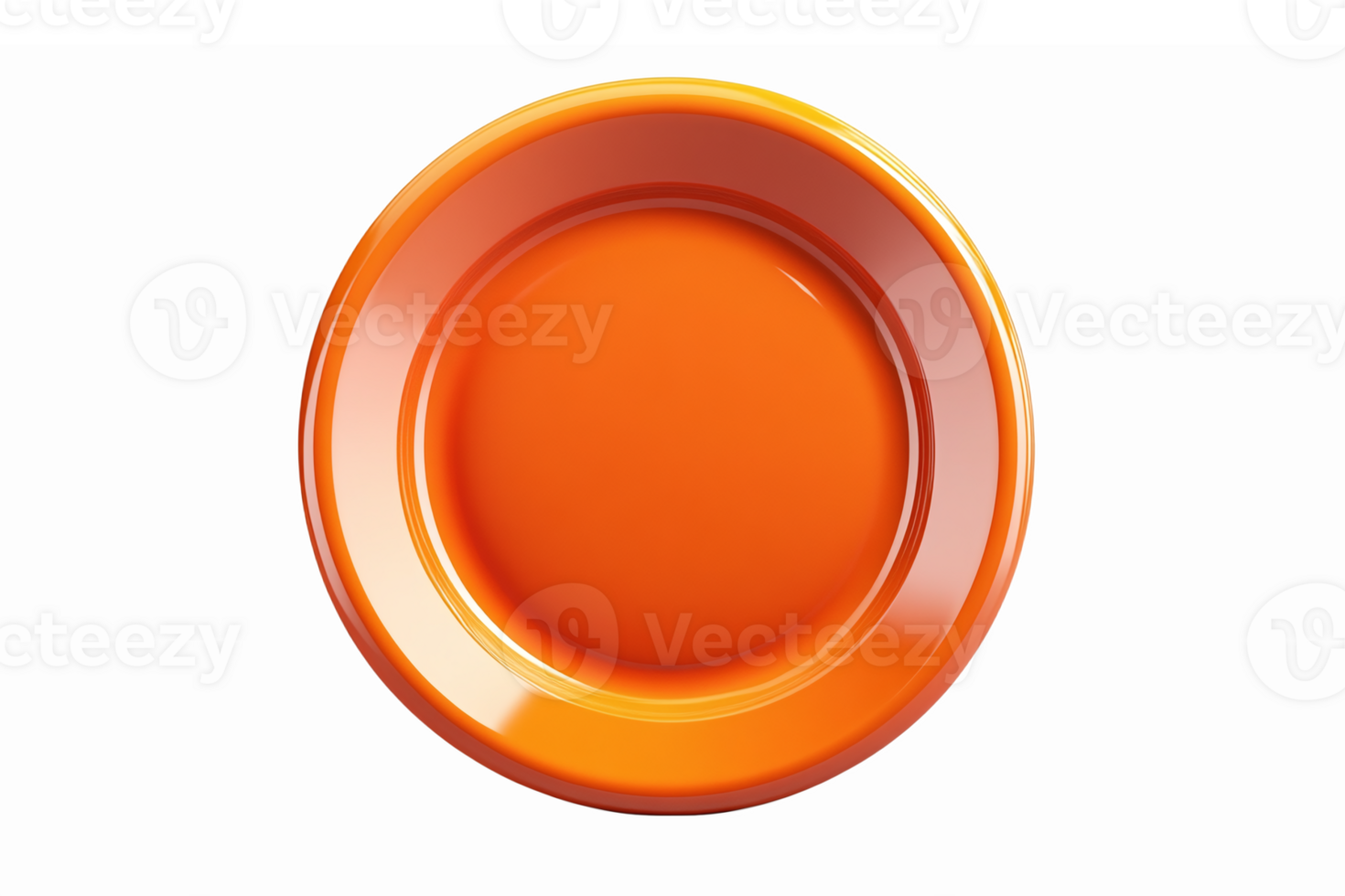 Vibrant Orange Dinner Plate Top View with Glossy Finish and Smooth Edges for Modern Dining png