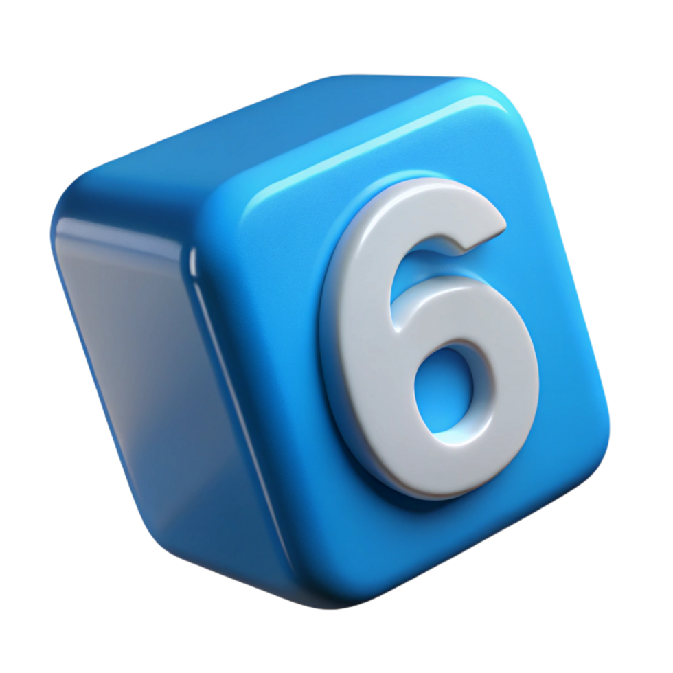 impressive abstract A single die, showing the number six, 4K png