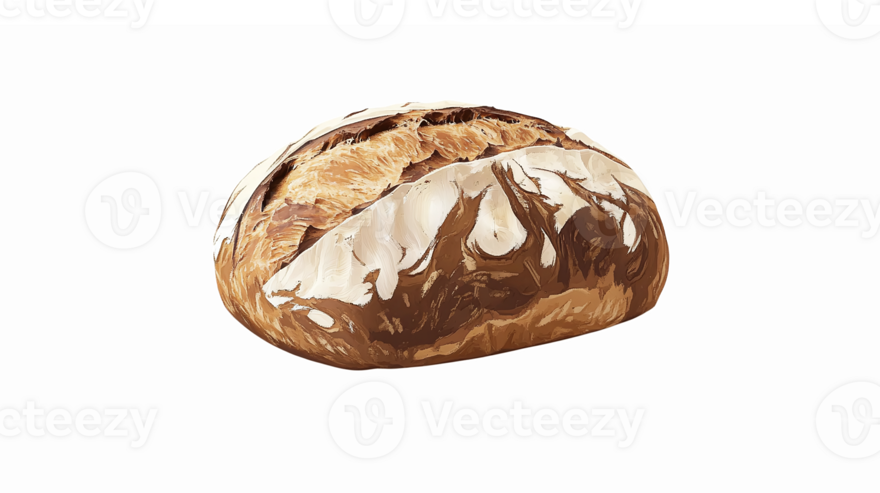 Freshly Baked Artisan Bread Loaf with Crispy Crust and Rustic Design on Transparent Background png