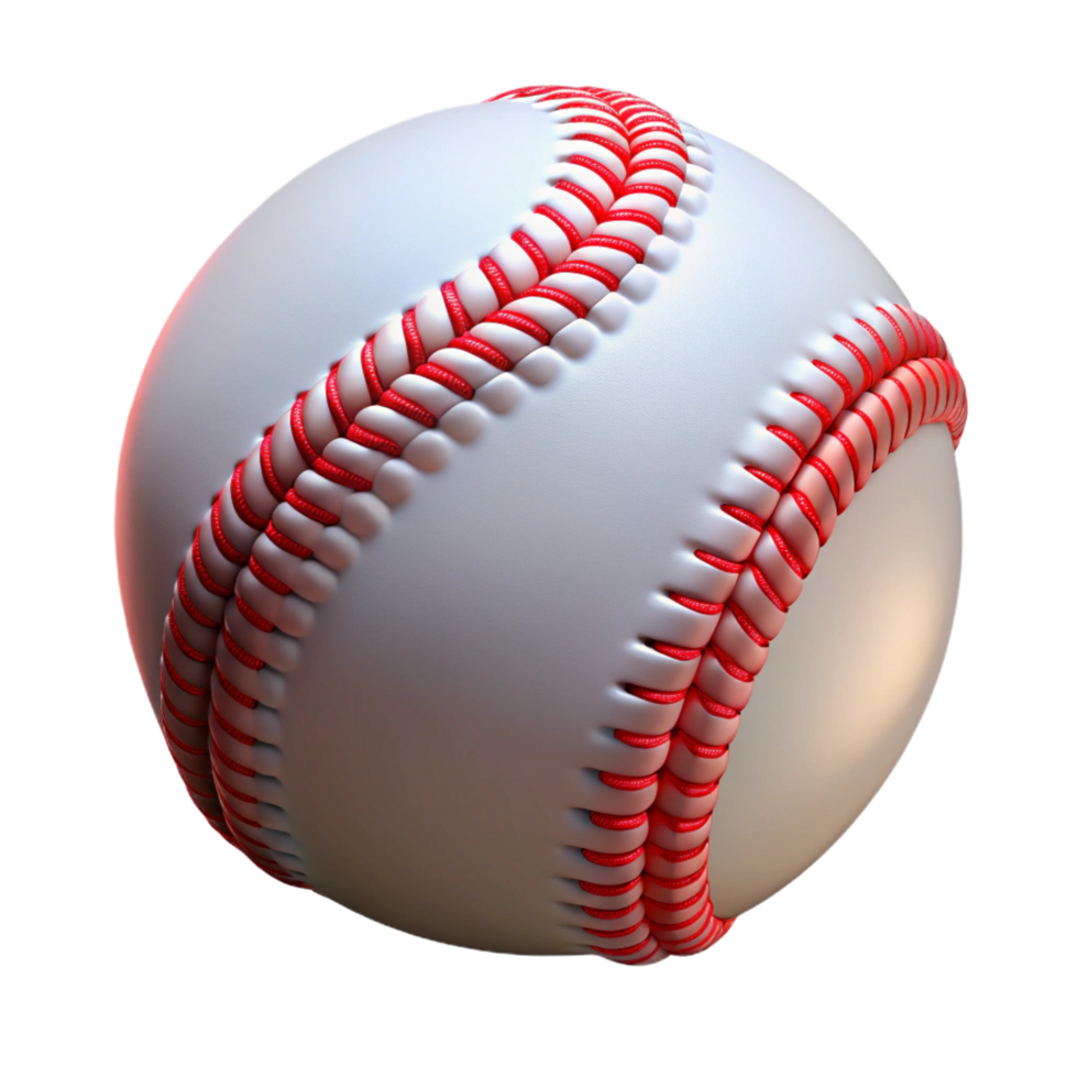 dramatic creative A baseball, with red stitching, premium png