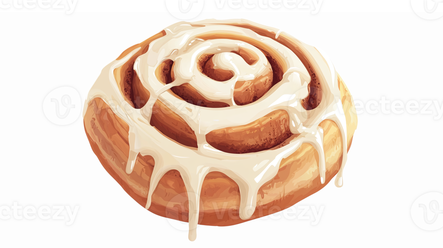 Delicious Glazed Cinnamon Roll with Creamy Icing on Transparent Background png