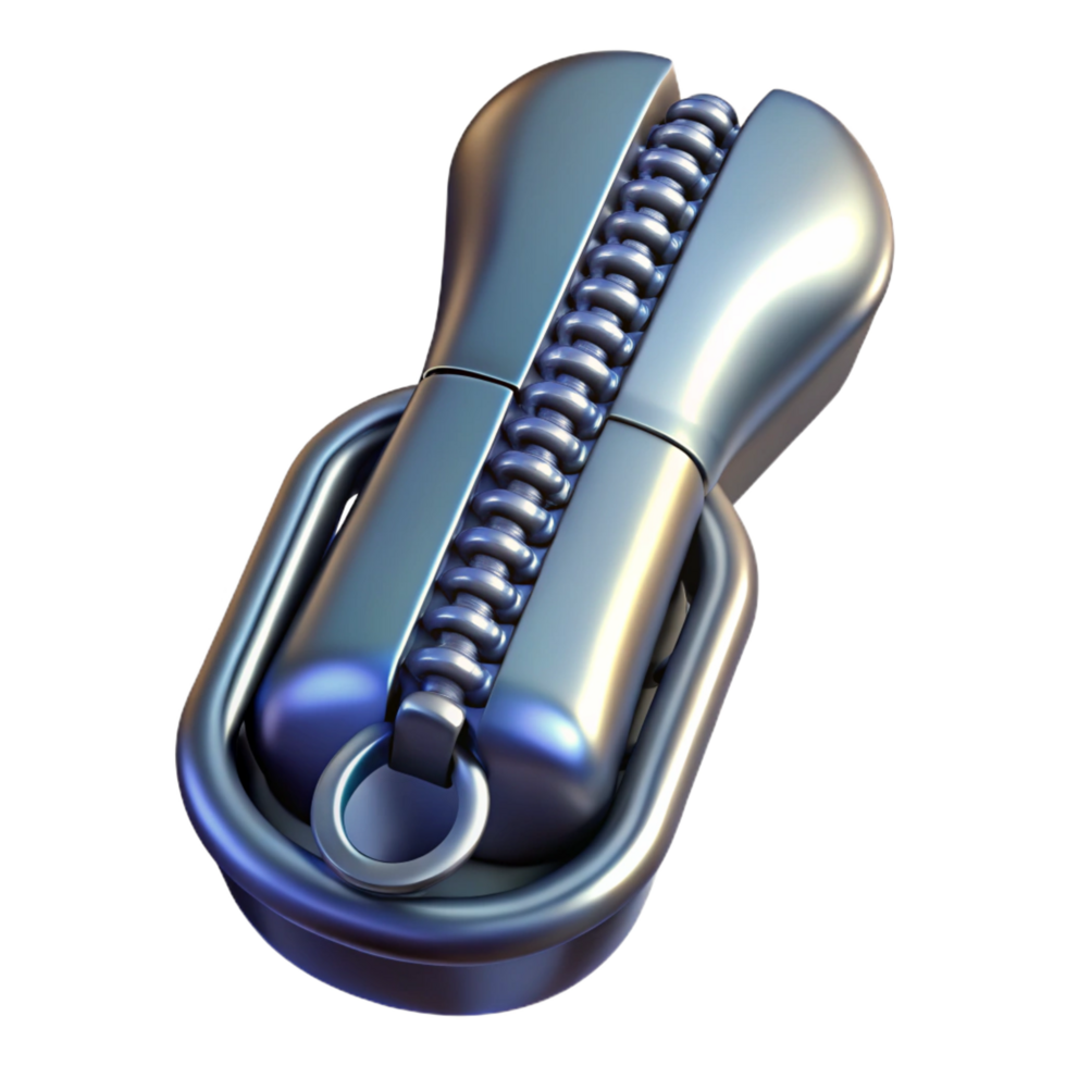 stunning traditional A zipper, metallic and closed, 4K png