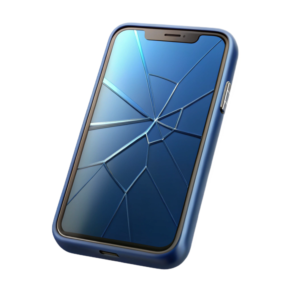 magnificent classic A modern smartphone with a cracked screen, exclusive png