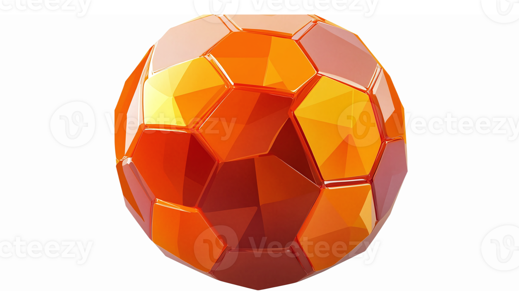 Geometric Orange Soccer Ball in Low Poly Design Ideal for Sports Graphics and Event Promotions png