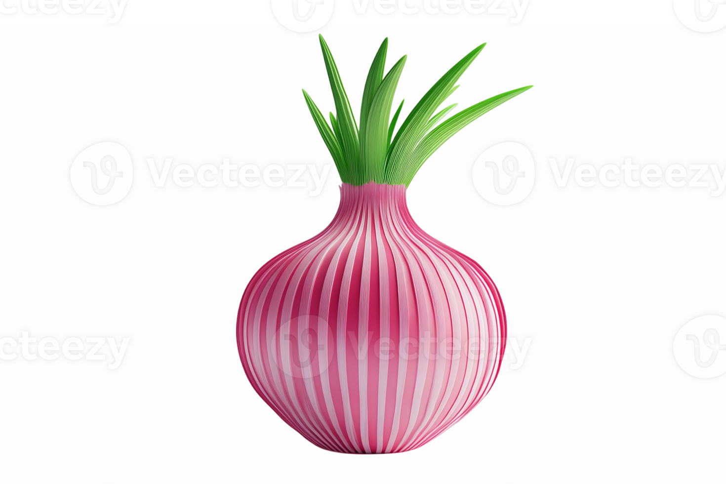 Realistic 3D Onion with Green Leaves Perfect for Food Illustrations and Culinary Design png