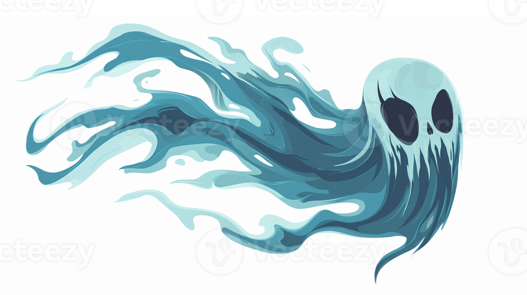 Ethereal Ghost with Flowing Spirit Energy Transparent Background Illustration png