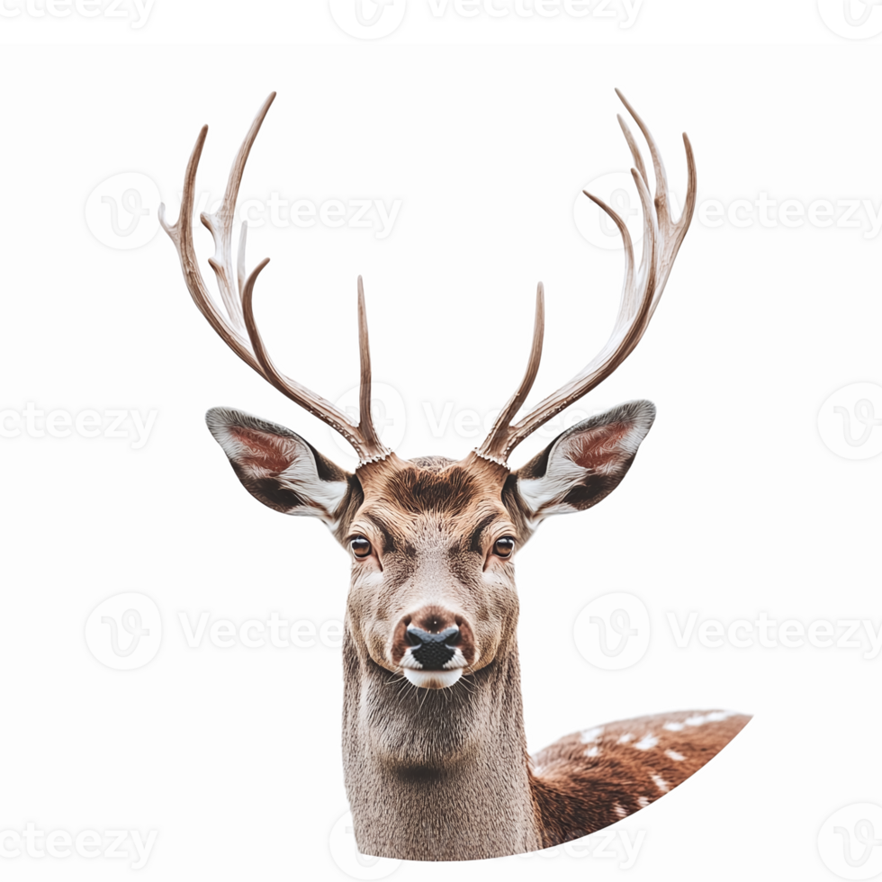 Realistic Male Deer Head with Antlers on Transparent Background for Nature and Wildlife Design png