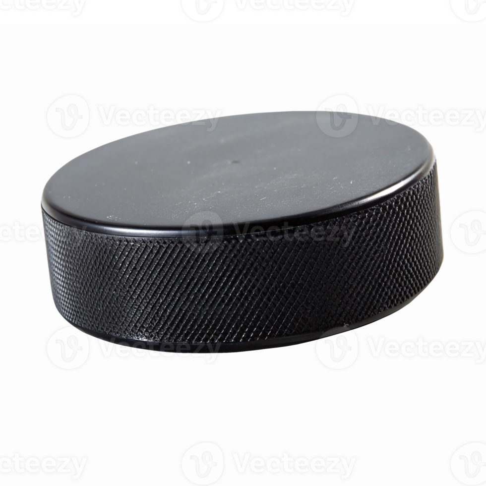 Black Hockey Puck with Textured Edges Ideal for Sports Graphics and Illustrations png