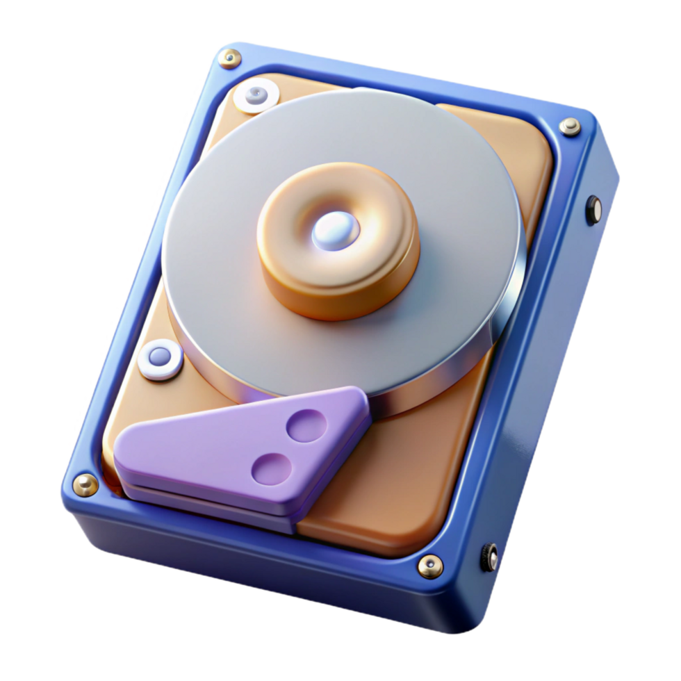 beautiful classic A hard drive with exposed platters, detailed png