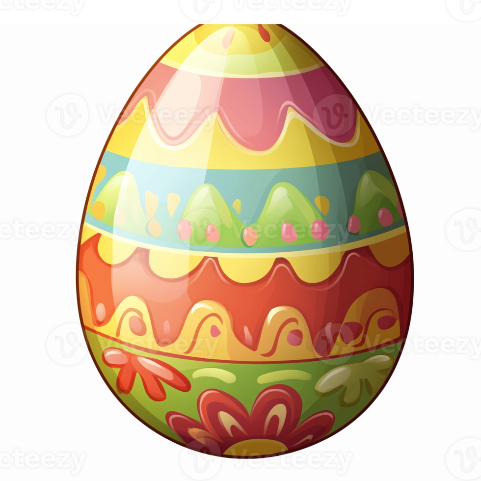 Colorful Decorative Easter Egg with Intricate Patterns and Bright Designs for Spring Celebrations png