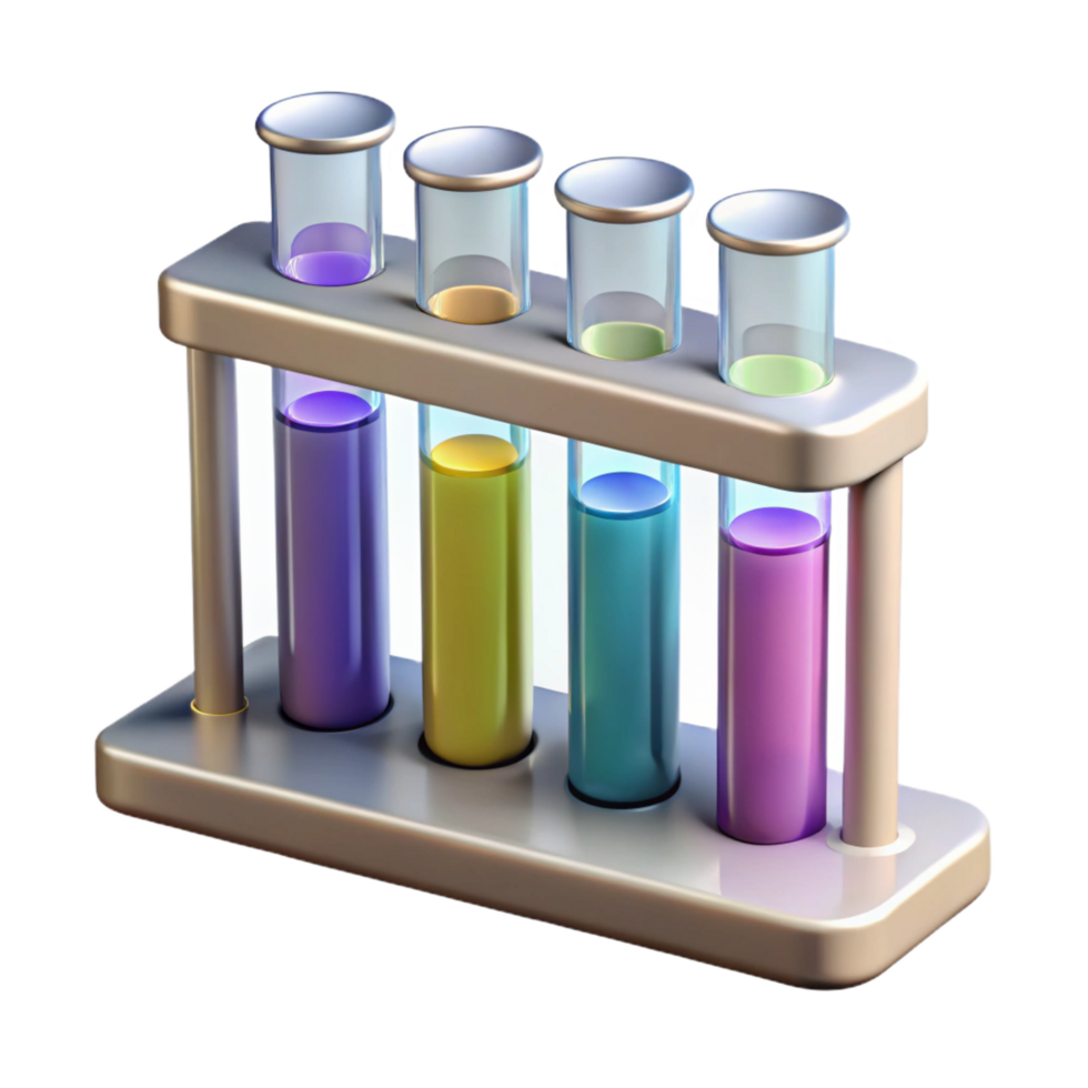 beautiful abstract A test tube rack with multiple test tubes, high resolution png