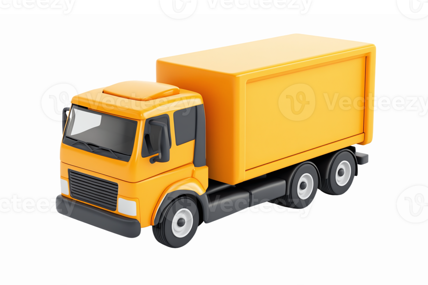 Yellow Delivery Truck with Cargo Box 3D Illustration for Transportation and Logistics Projects png
