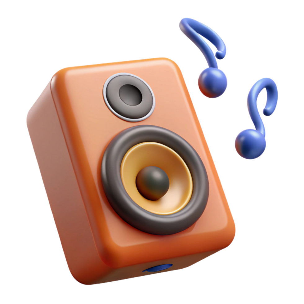 serene traditional A levitating speaker playing music, detailed png