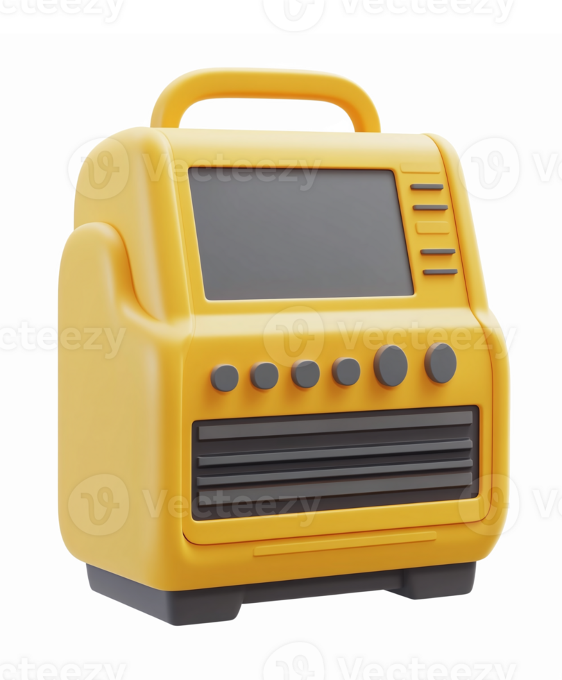 Bright Yellow Retro Radio with Handle and Control Buttons for Nostalgic Home Decoration png