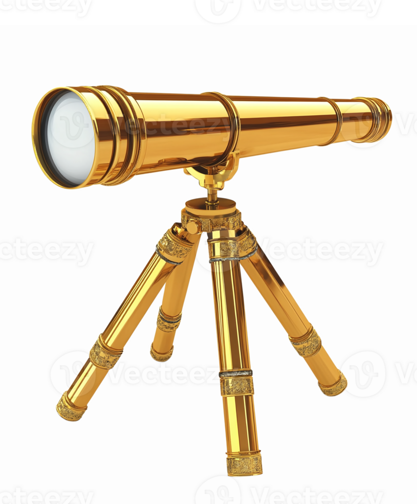 Elegant Golden Telescope with Tripod for Exploration and Discovery png