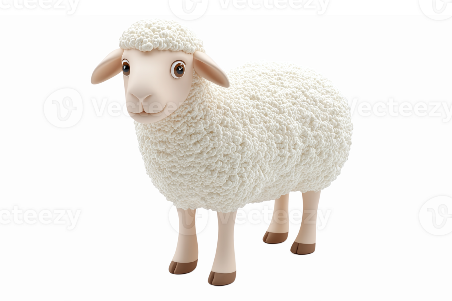Cute Cartoon Sheep Character with Fluffy Wool Ideal for Childrens Designs and Farm Themes png