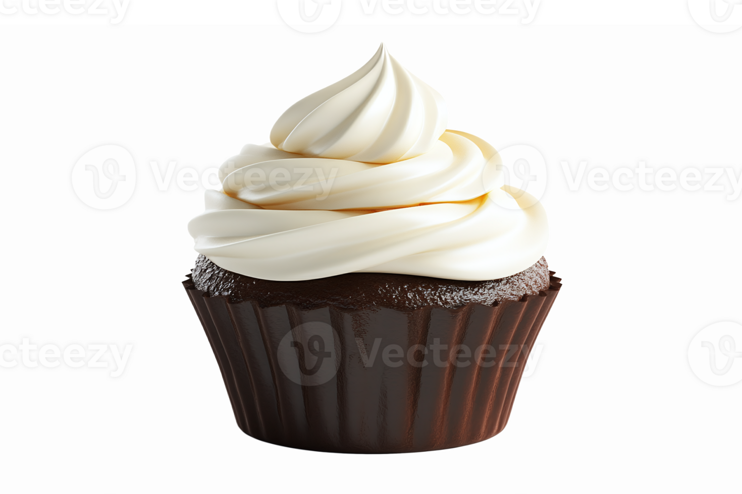 Delicious Chocolate Cupcake with Creamy Vanilla Frosting on Transparent Background png