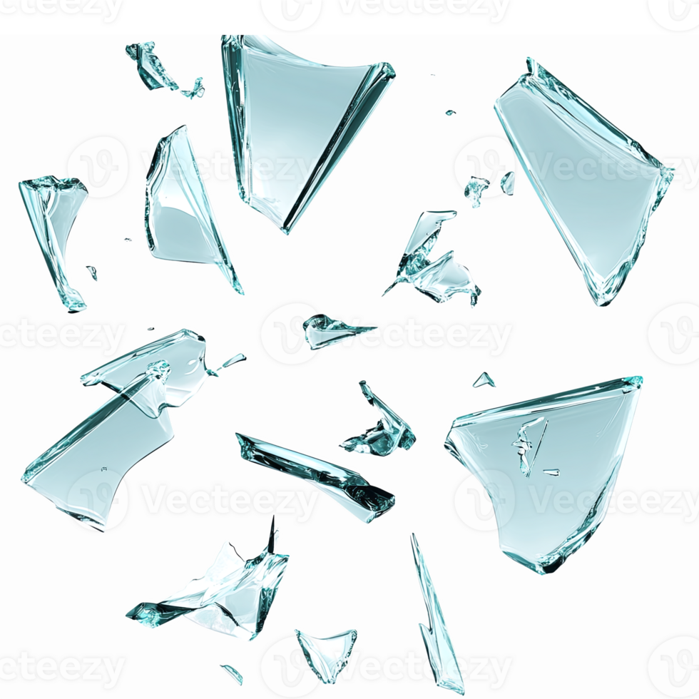 Shattered Glass Fragments Transparent Background for Design and Creative Projects png