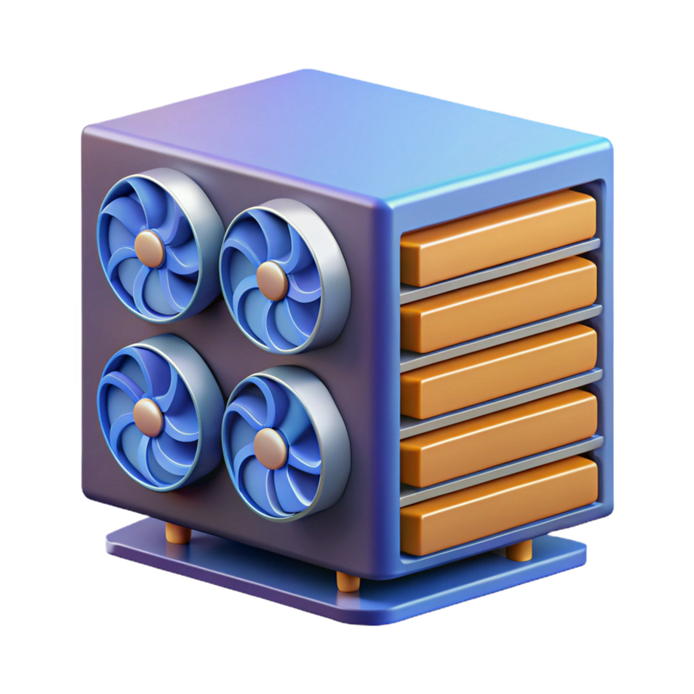magnificent vintage Server rack with cooling fans high quality png