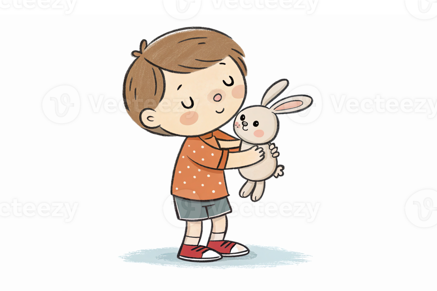 Adorable Child with Bunny Plush Toy Embracing Friendship and Imagination png