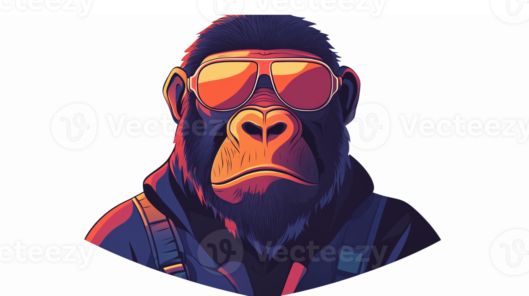 Stylish Cartoon Gorilla Wearing Sunglasses in a Modern Hip-Hop Outfit with Transparent Background png
