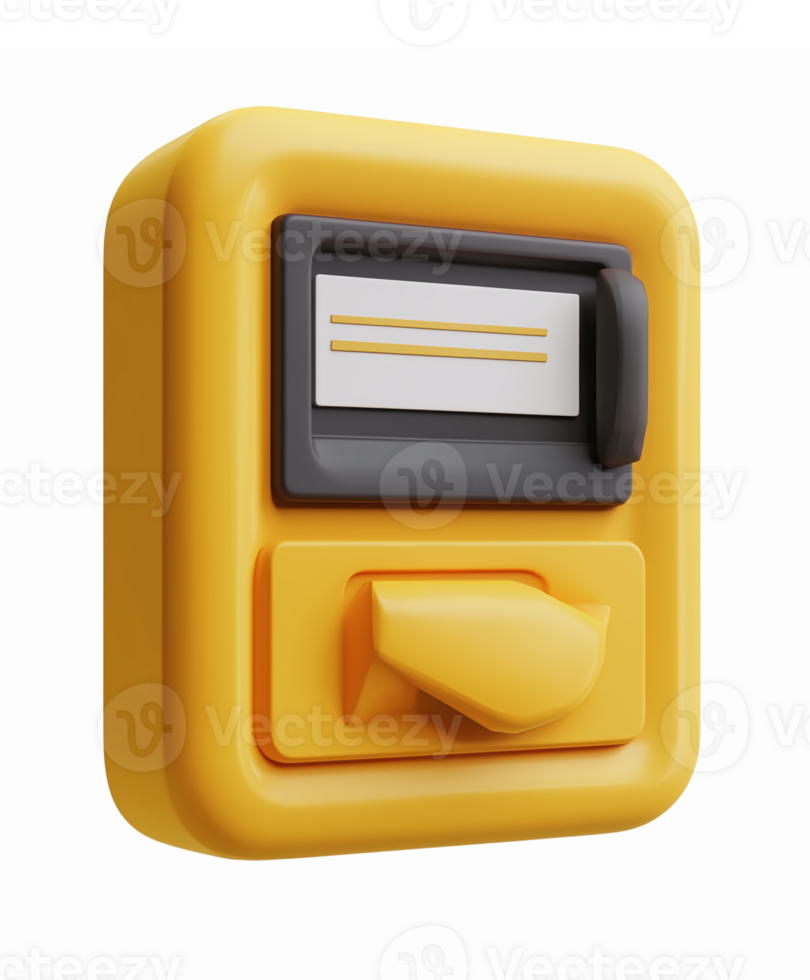 3D Yellow Wall-Mounted Button with Toggle Switch and Slot for Mail or Notes png