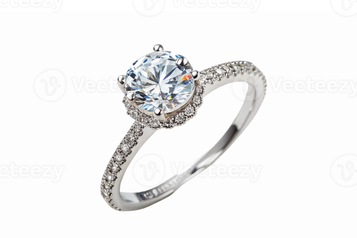 Brilliant Engagement Ring with Round Diamond and Elegant Silver Band for Romantic Proposals png