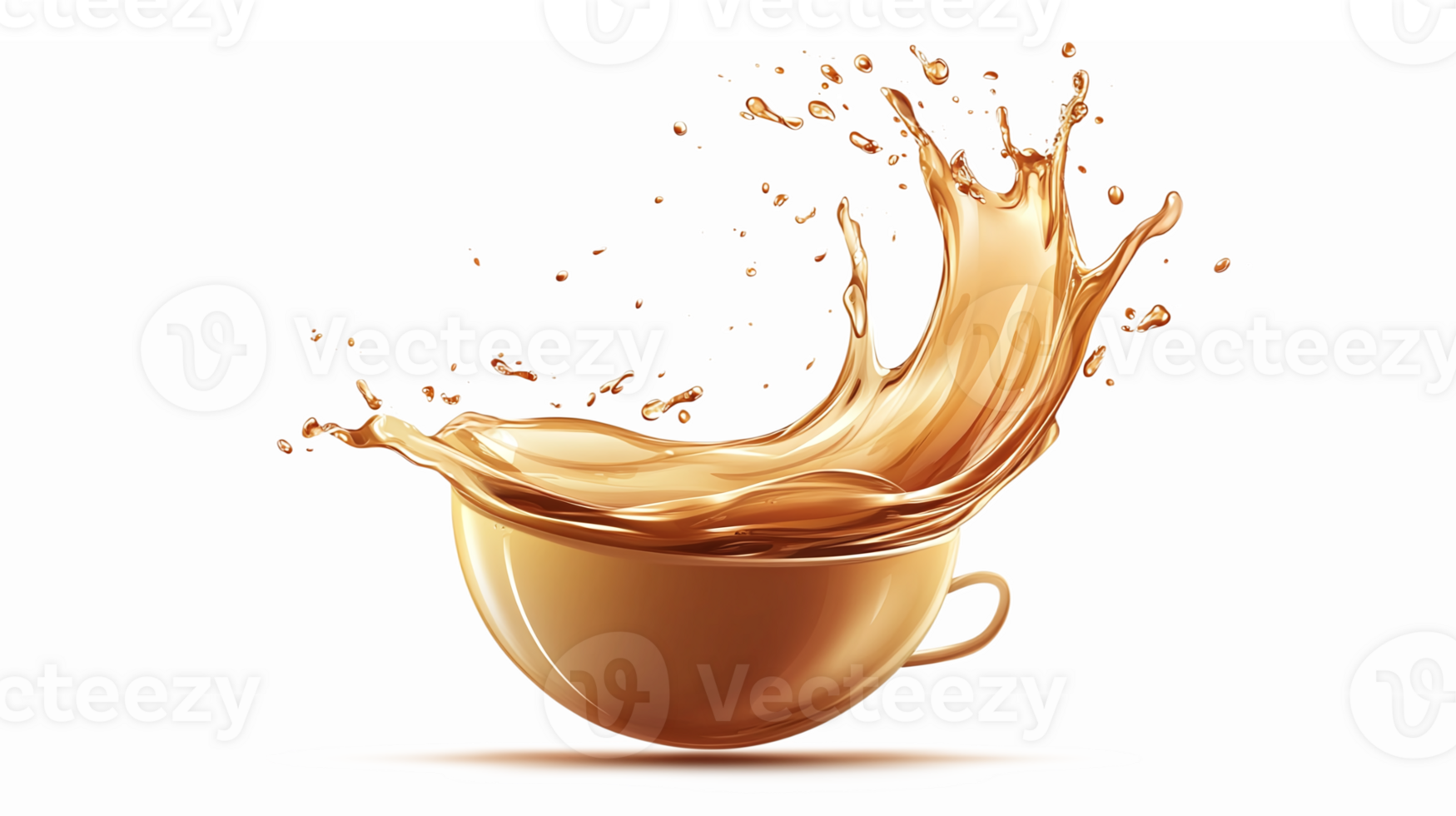 Dynamic Coffee Splash in Brown Cup Capturing Motion and Energy for Beverage Designs png