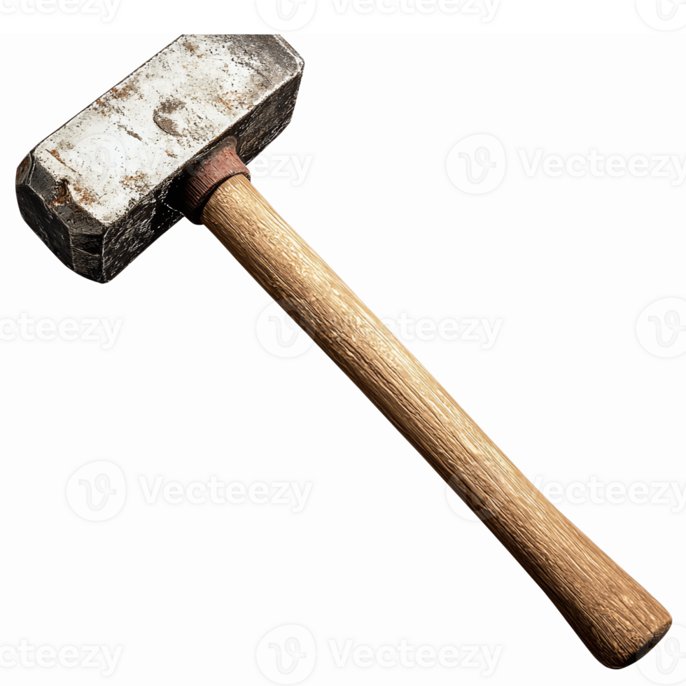 Heavy Hammer Tool with Wooden Handle for Carpentry and Construction Work png