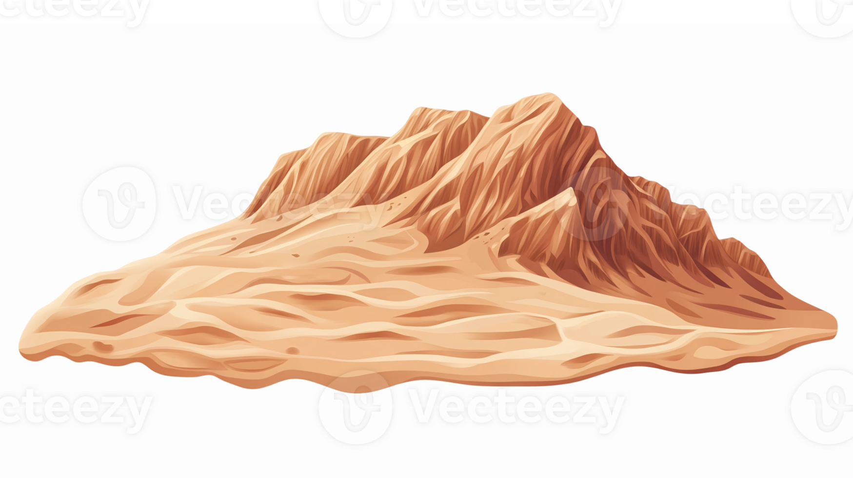 Realistic Sand Mountain Landscape Illustration with Detailed Texture and Transparent Background png