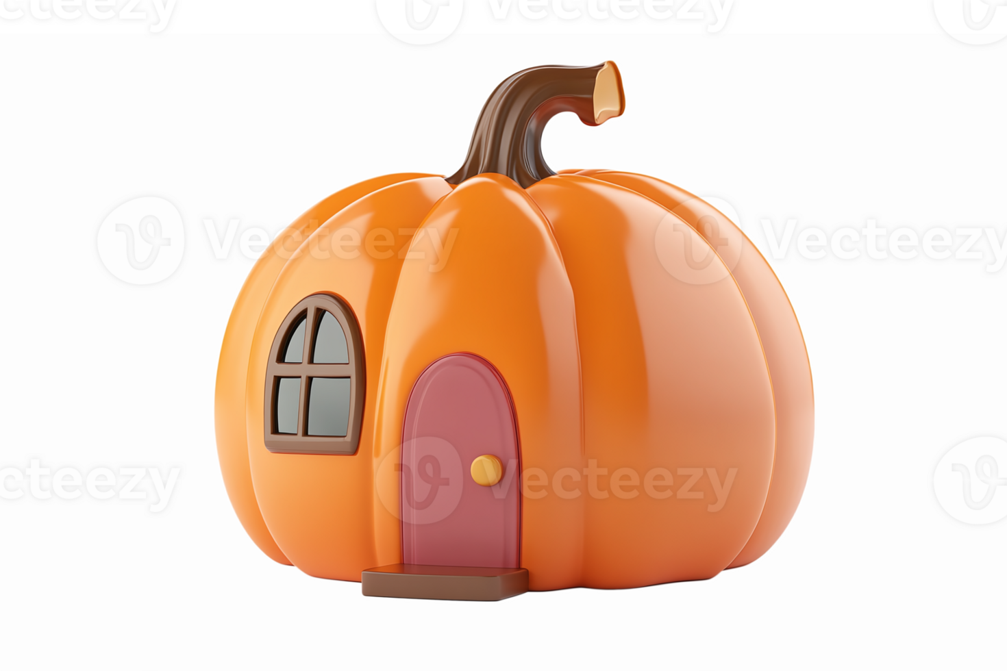 Charming Pumpkin House with Window and Door in Vibrant Orange Color for Halloween Decor png