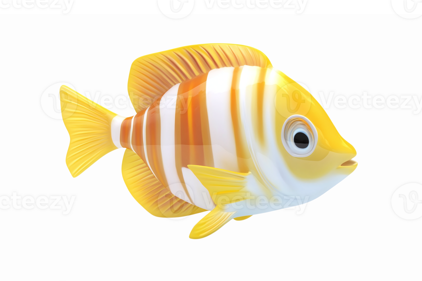 Colorful Tropical Fish Cartoon Style Illustration with Transparent Background png