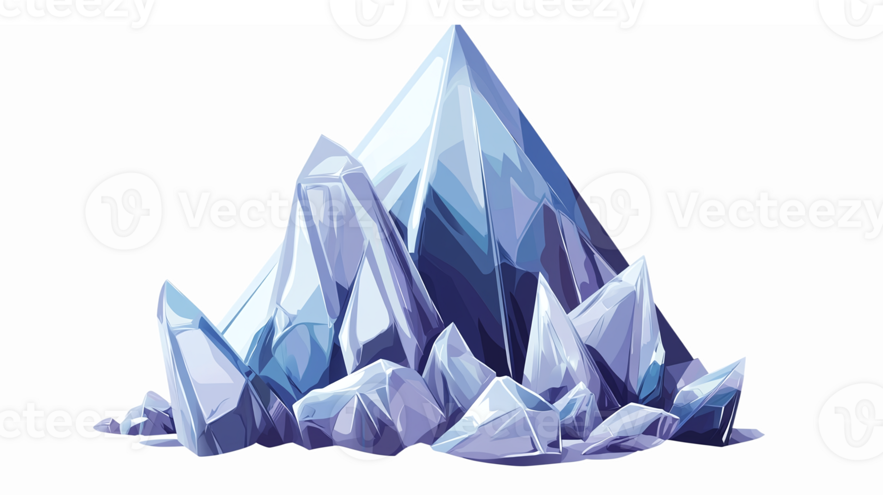 Crystal Clear Mountain Peak Illustration with Sharp Edges and Transparent Background png