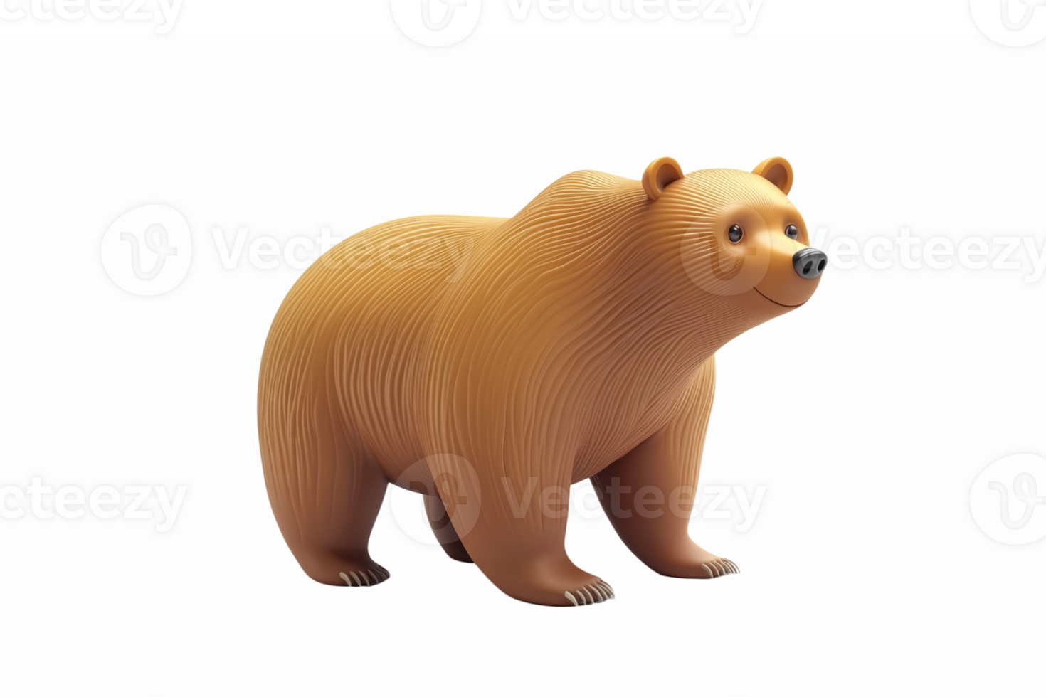 Realistic 3D Bear Illustration with Textured Fur and Friendly Expression for Wildlife Designs png