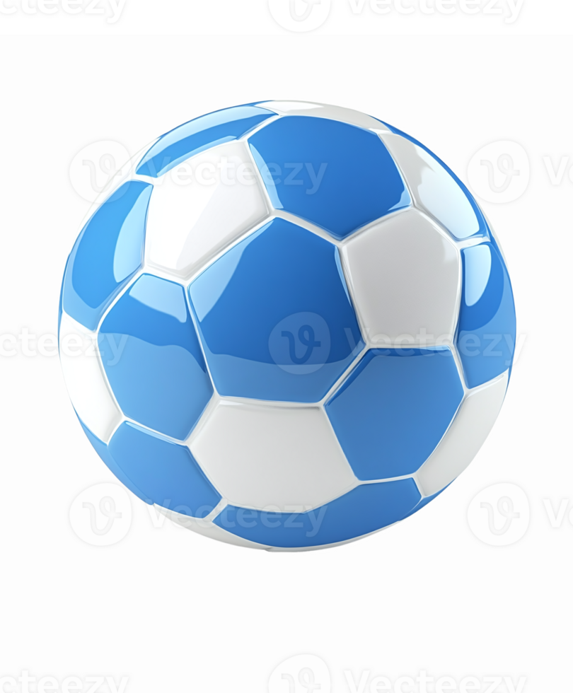 Blue and White Soccer Ball with Hexagonal Pattern on Transparent Background png