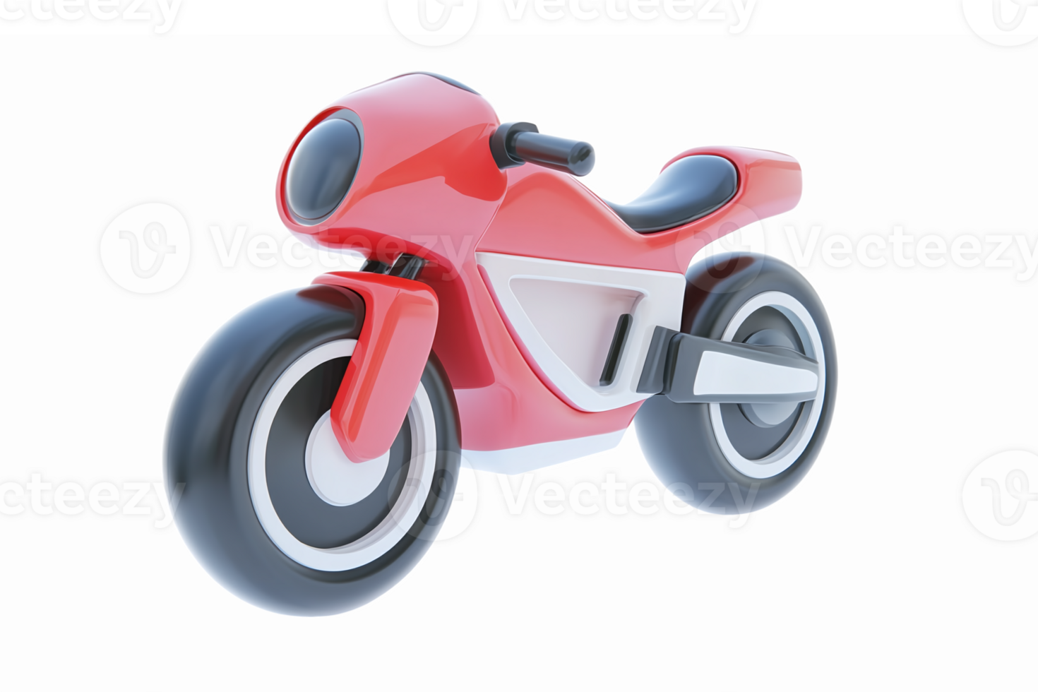 Red Sports Motorcycle 3D Render with Smooth Lines and Sleek Design for Automotive Graphics png